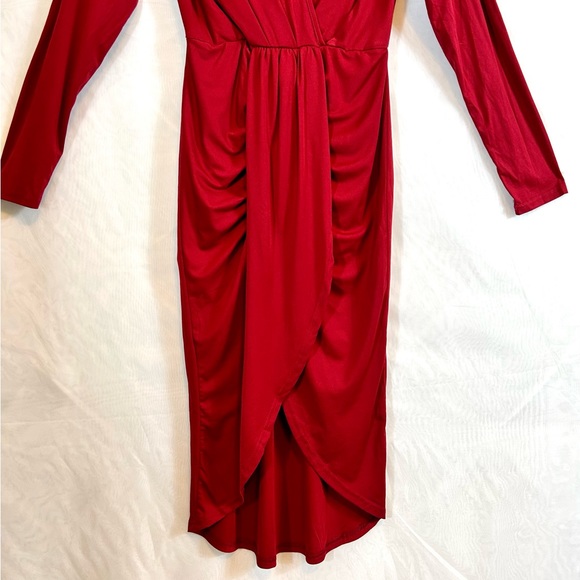 NWT Pretty Garden Red Midi Bodycon Dress / Small - Picture 4 of 11